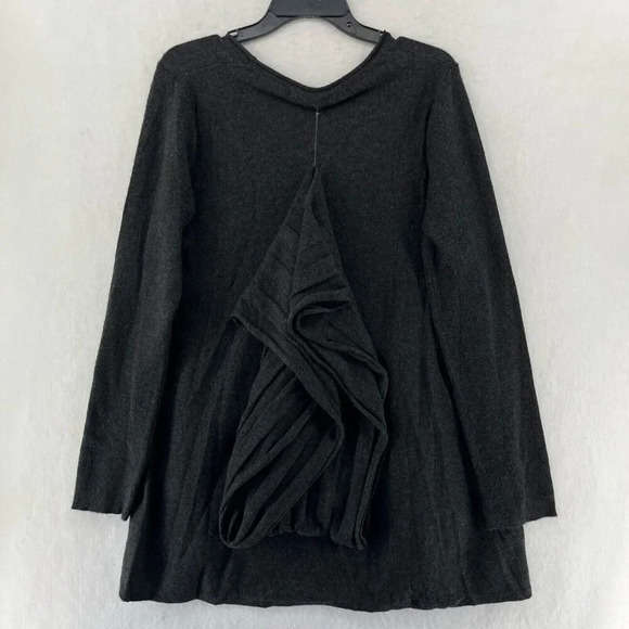 Coldwater Creek Sweater Womens Sz M Dark Gray Pullover A line Sweater With Scarf - Picture 1 of 13